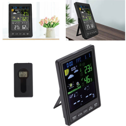 Weather Stations Wireless Indoor Outdoor Color Display Black 3 Channels Regulable Backlight Clock Thermometer V1294-YM0523-3111220087211