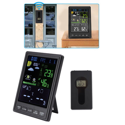 Weather Stations Wireless Indoor Outdoor Color Display Black 3 Channels Regulable Backlight Clock Thermometer V1294-YM0523-3111220087211