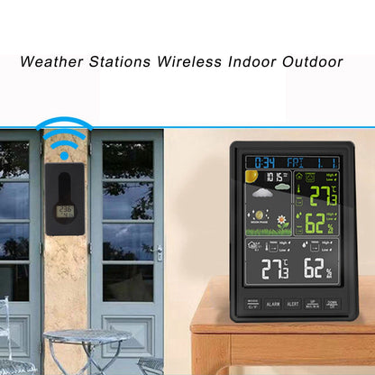 Weather Stations Wireless Indoor Outdoor Color Display Black 3 Channels Regulable Backlight Clock Thermometer V1294-YM0523-3111220087211