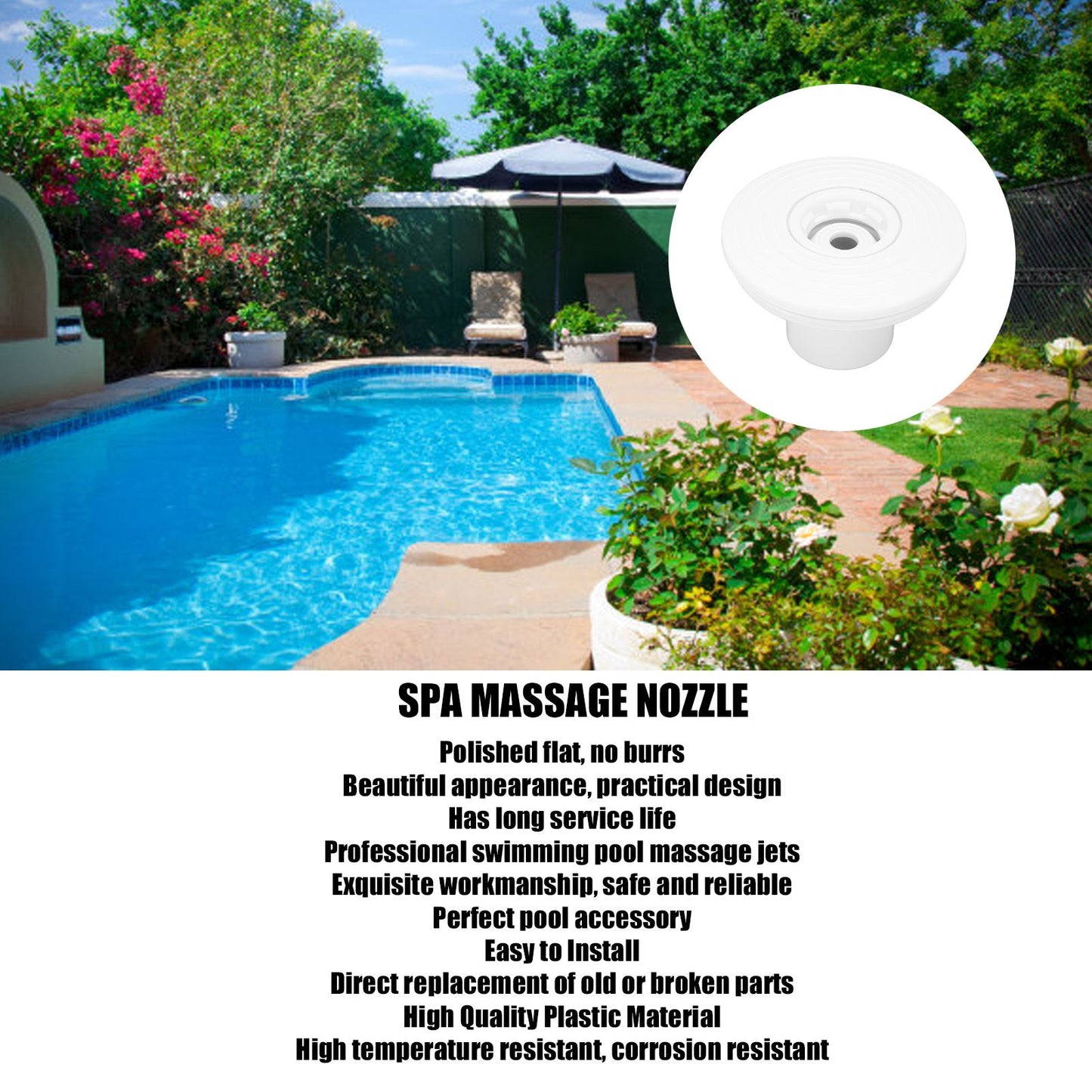 1006V Swimming Pool Jet Nozzle Plastic In Line Replacement Professional Spa Massage Outlet Nozzle V1294-YM0523-3111220088611