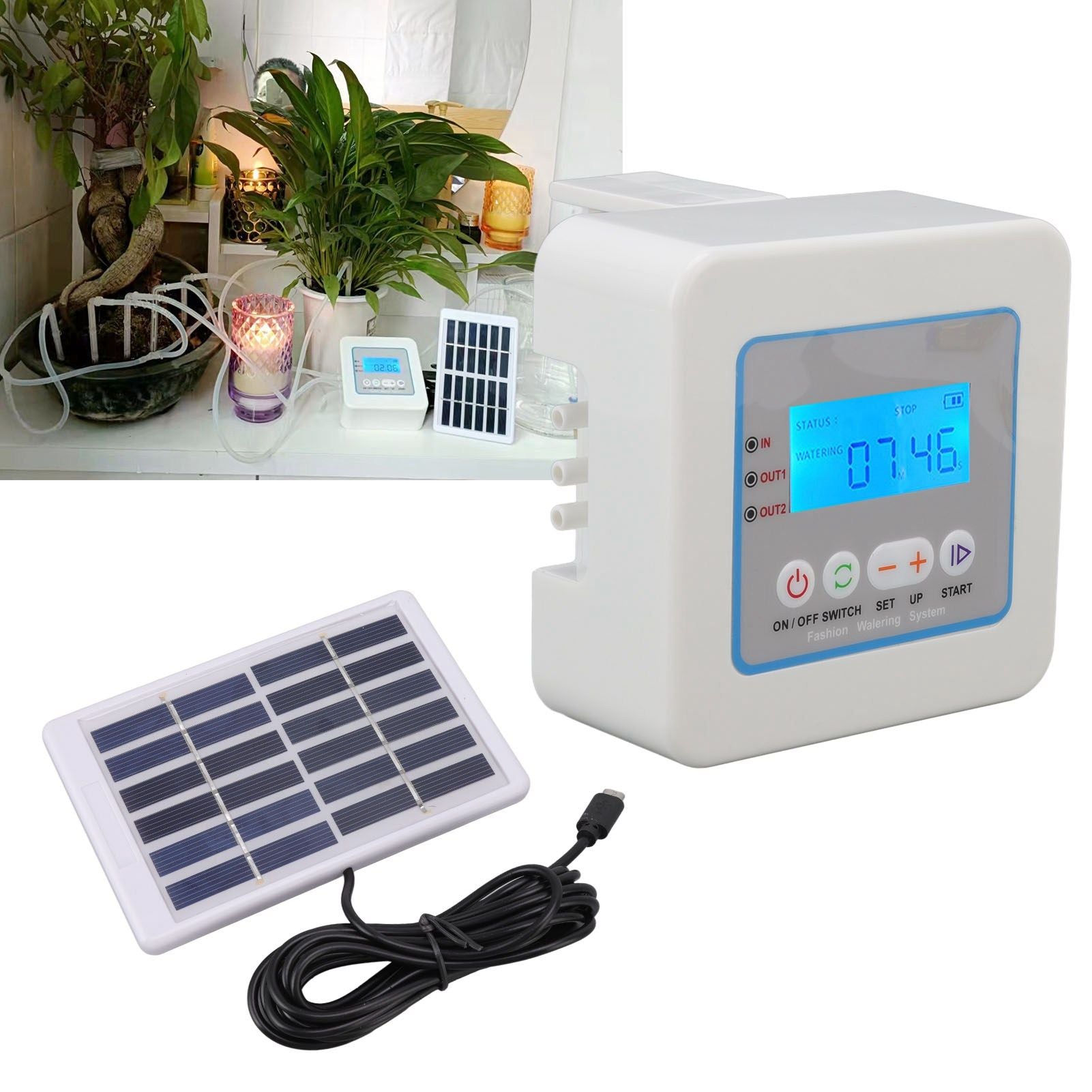 Micro Automatic Drip Irrigation Kit Programmable Timer Solar Multi Function Automatic Watering Sprayer with V1294-YM0523-3111220088911