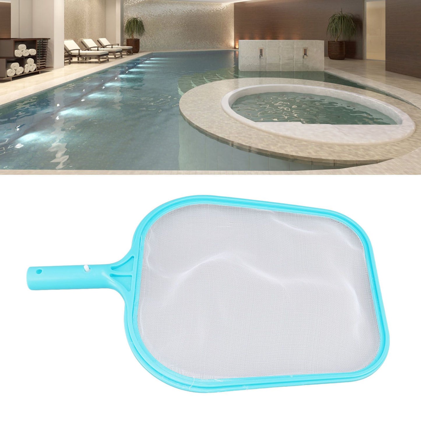 Pool Net Cyan Quick Cleaning Plastic Structure Nylon Material Pool Skimmer Leaf Net for Hot Tubs Fountains V1294-YM0523-3111220089011
