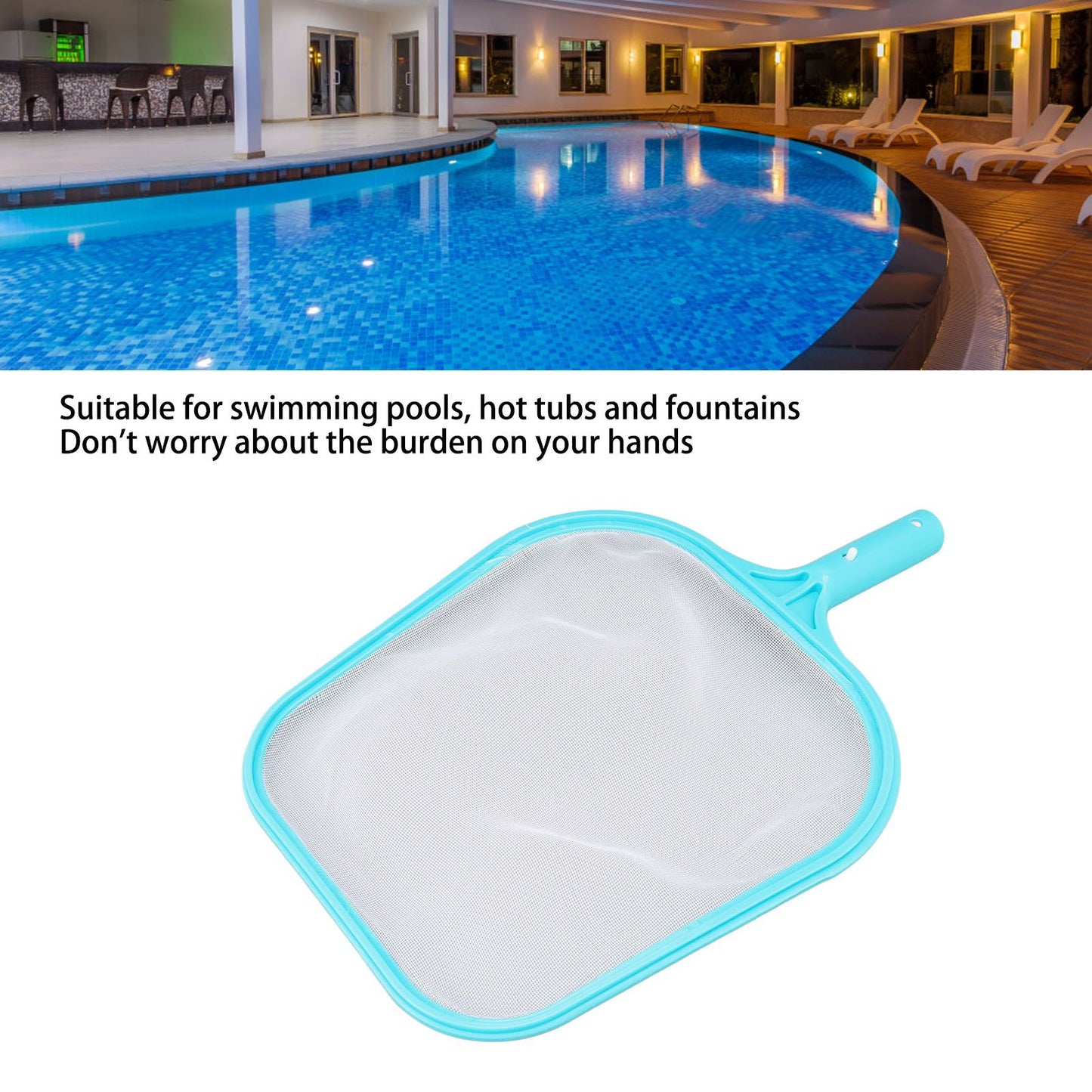 Pool Net Cyan Quick Cleaning Plastic Structure Nylon Material Pool Skimmer Leaf Net for Hot Tubs Fountains V1294-YM0523-3111220089011