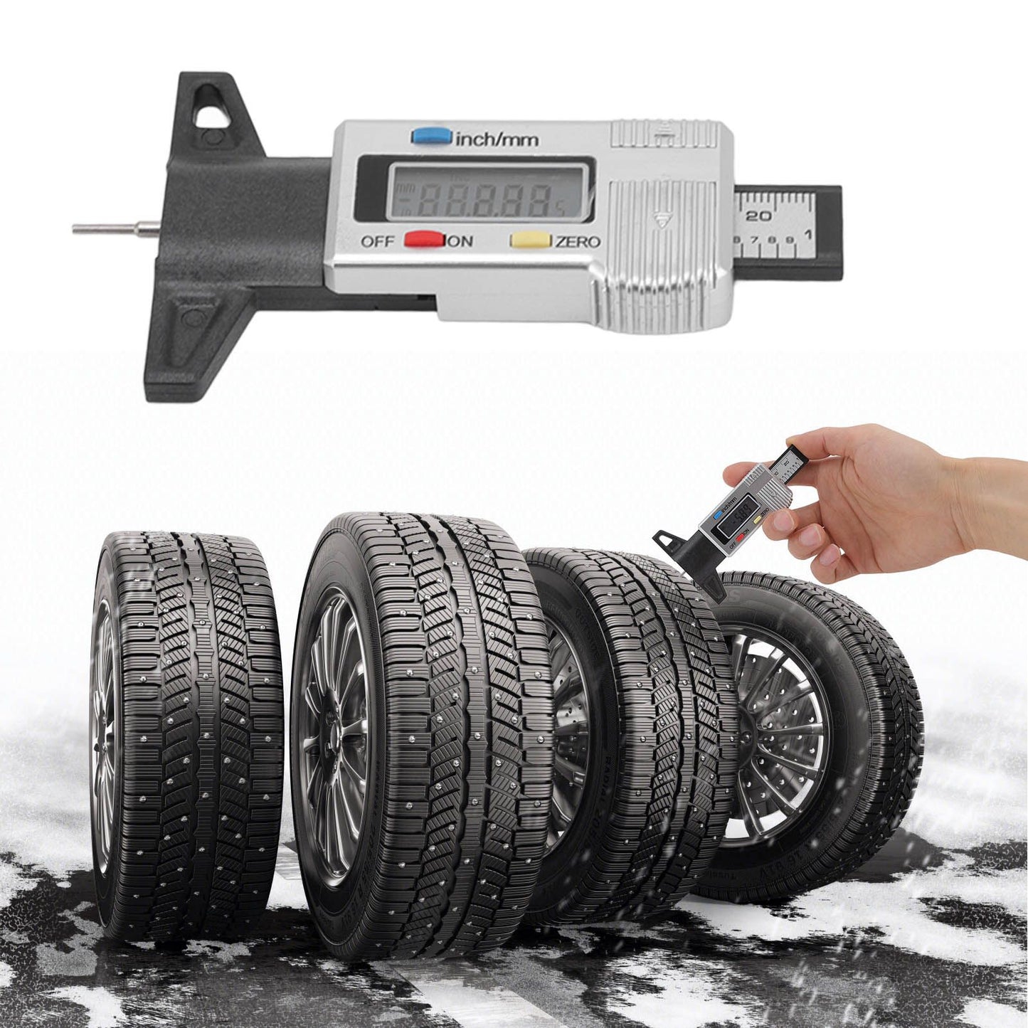 Tire Tread Depth Gauge Large Digital Display Accurate Tread Checker for Truck Car Motorcycle V1294-YM0523-3111220090011