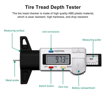 Tire Tread Depth Gauge Large Digital Display Accurate Tread Checker for Truck Car Motorcycle V1294-YM0523-3111220090011