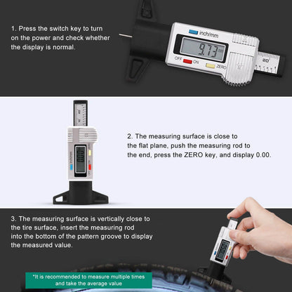 Tire Tread Depth Gauge Large Digital Display Accurate Tread Checker for Truck Car Motorcycle V1294-YM0523-3111220090011