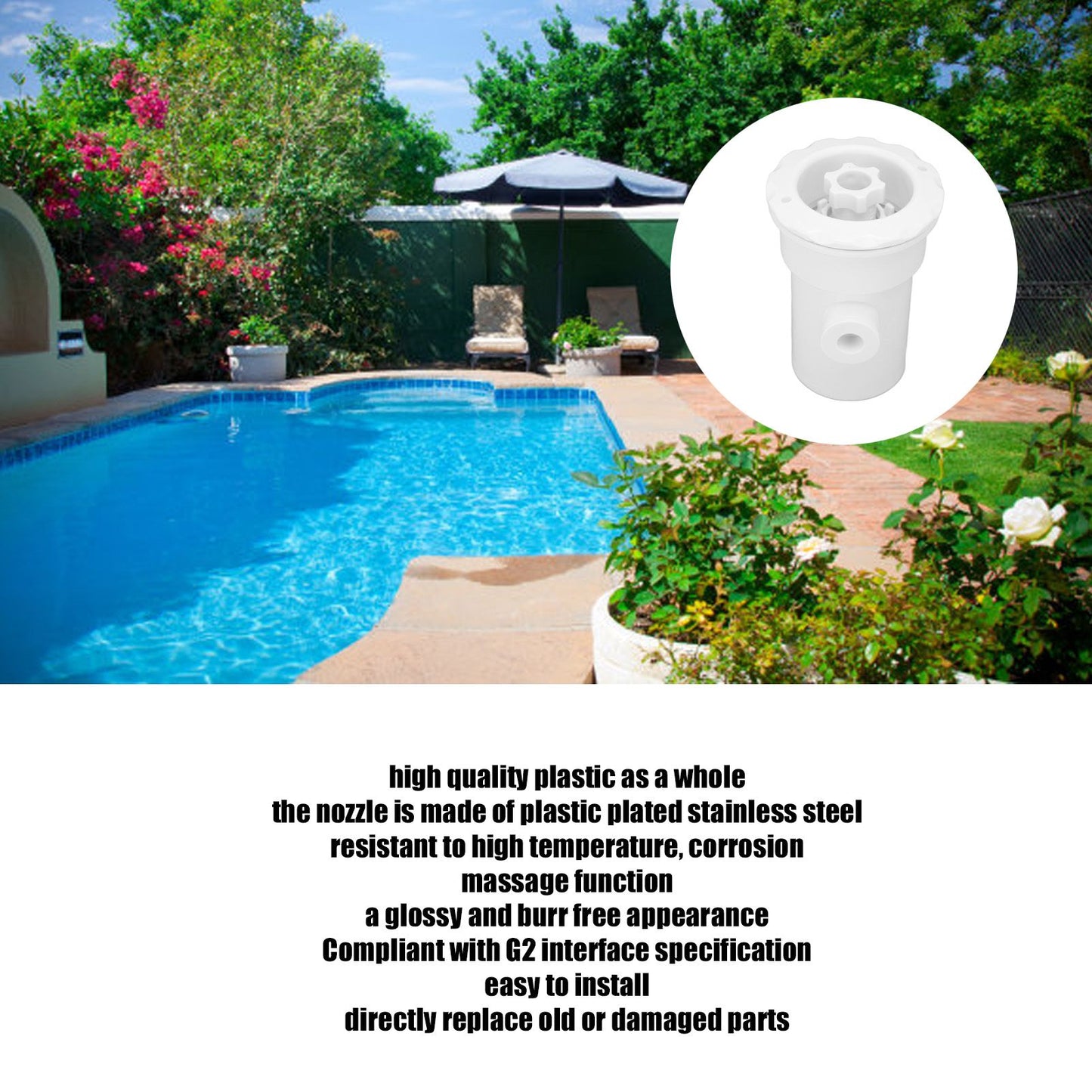 G2 Massage Nozzle Replacement Beautiful Durable Swim SPA Massage Nozzle for Swimming Pool and Massage Pool V1294-YM0523-3111220090411