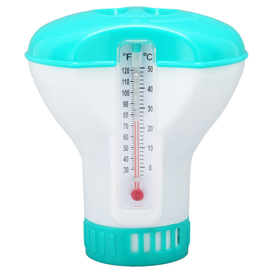 Spa Chemical Dispenser with Thermometer Reusable Lake Blue Swimming Pool Chlorine Tablet Floater V1294-YM0523-3111220090611