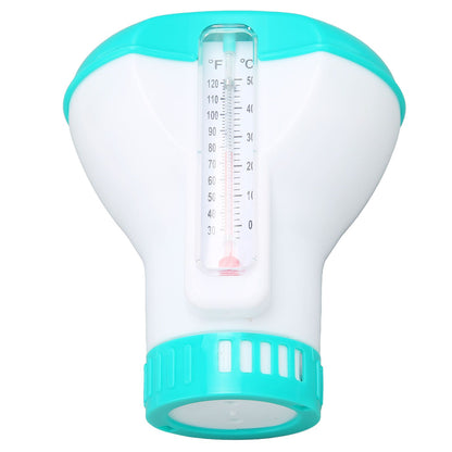 Spa Chemical Dispenser with Thermometer Reusable Lake Blue Swimming Pool Chlorine Tablet Floater V1294-YM0523-3111220090611