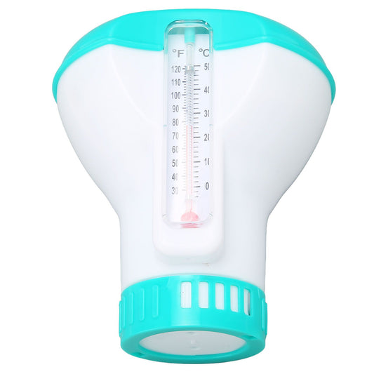 Spa Chemical Dispenser with Thermometer Reusable Lake Blue Swimming Pool Chlorine Tablet Floater V1294-YM0523-3111220090611