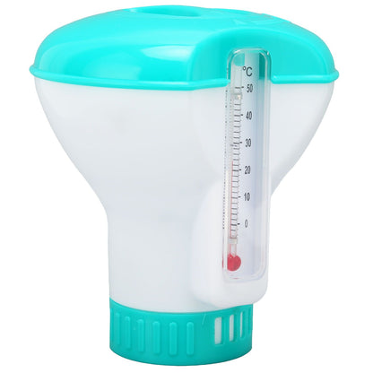 Spa Chemical Dispenser with Thermometer Reusable Lake Blue Swimming Pool Chlorine Tablet Floater V1294-YM0523-3111220090611