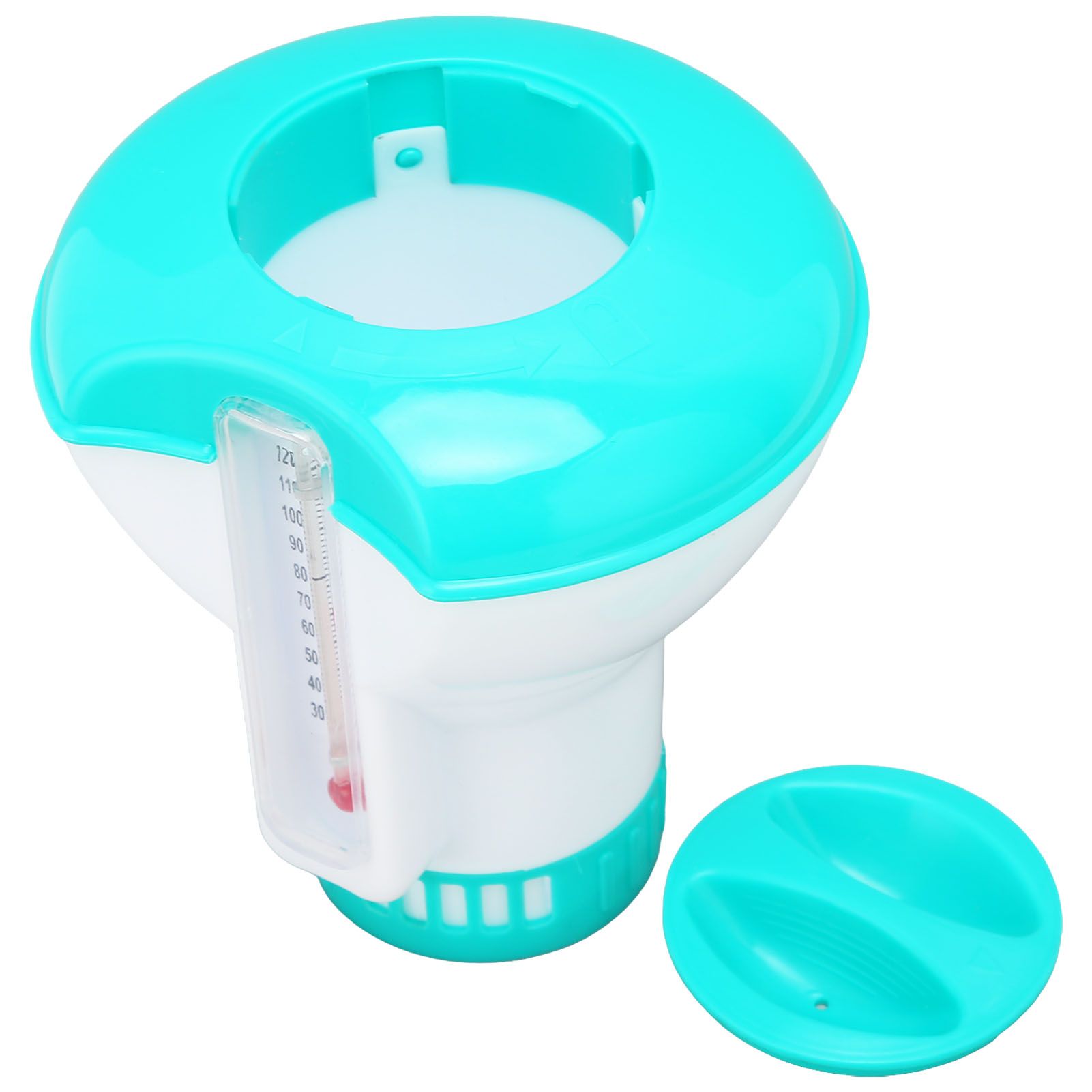 Spa Chemical Dispenser with Thermometer Reusable Lake Blue Swimming Pool Chlorine Tablet Floater V1294-YM0523-3111220090611