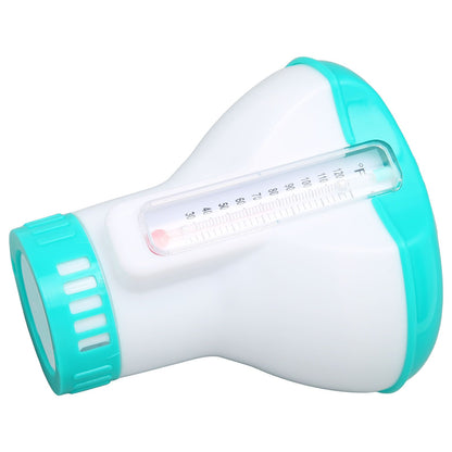Spa Chemical Dispenser with Thermometer Reusable Lake Blue Swimming Pool Chlorine Tablet Floater V1294-YM0523-3111220090611