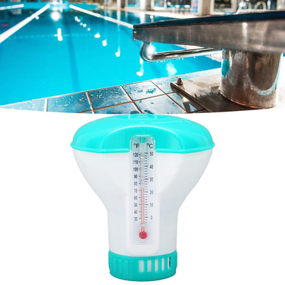 Spa Chemical Dispenser with Thermometer Reusable Lake Blue Swimming Pool Chlorine Tablet Floater V1294-YM0523-3111220090611