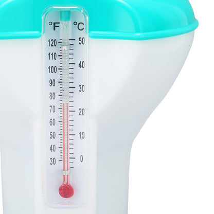 Spa Chemical Dispenser with Thermometer Reusable Lake Blue Swimming Pool Chlorine Tablet Floater V1294-YM0523-3111220090611