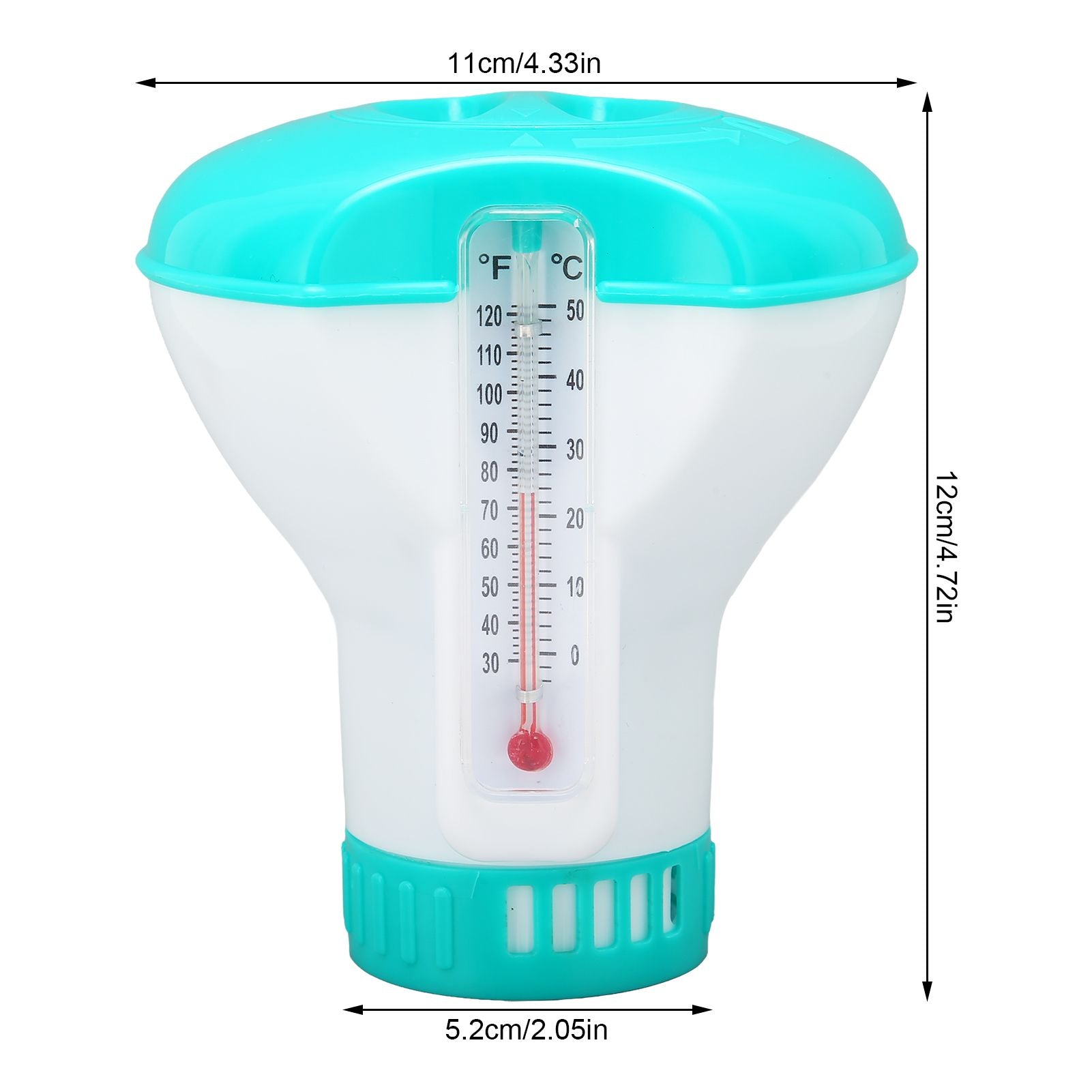 Spa Chemical Dispenser with Thermometer Reusable Lake Blue Swimming Pool Chlorine Tablet Floater V1294-YM0523-3111220090611