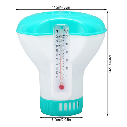 Spa Chemical Dispenser with Thermometer Reusable Lake Blue Swimming Pool Chlorine Tablet Floater V1294-YM0523-3111220090611