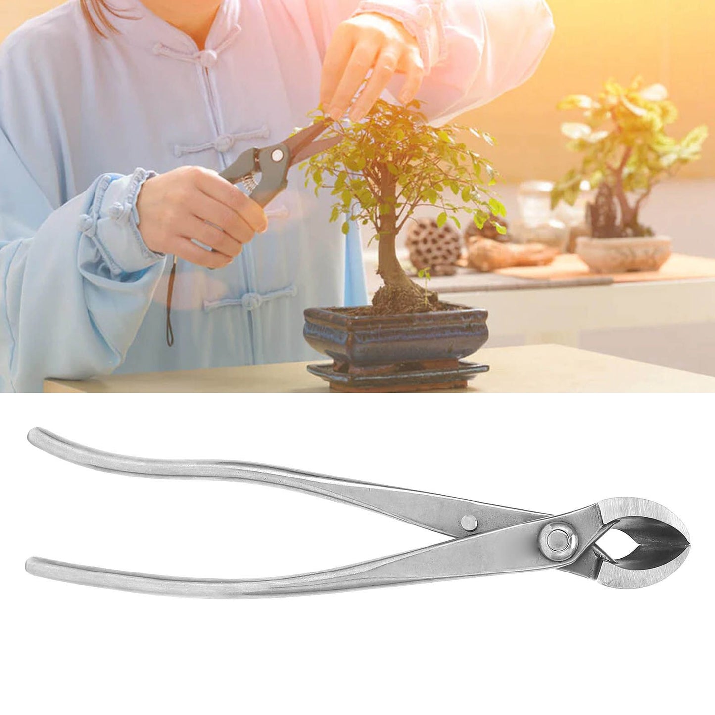 21cm/8.27in Stainless Steel Bonsai Root Cutter Trunk Splitter Branch Cutter Gardening Tool V1294-YM0523-3111220090711