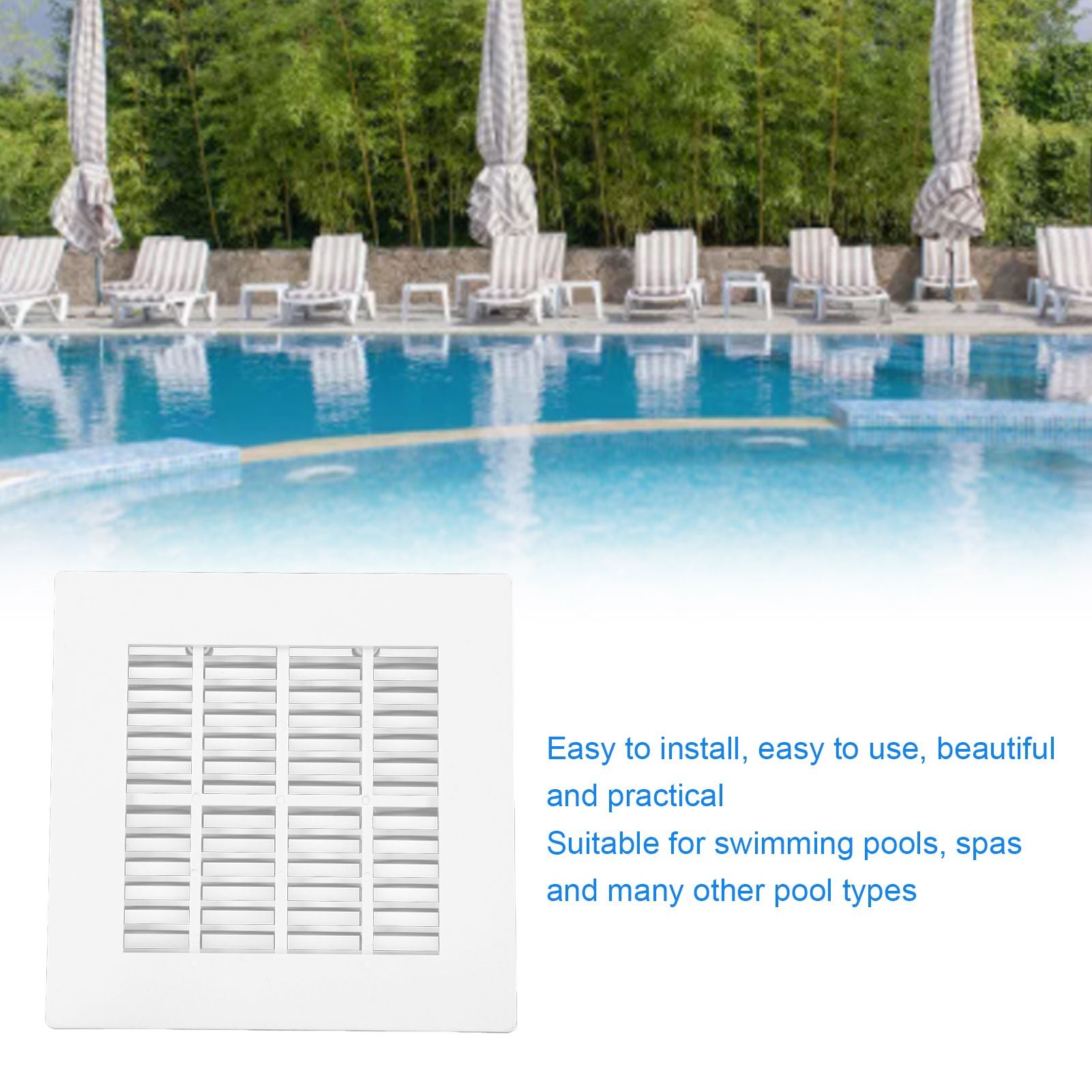 Floor Drain Cover Quadrate Multipurpose Swimming Pool Main Drainage Port for Spa Pool V1294-YM0523-3111220091211