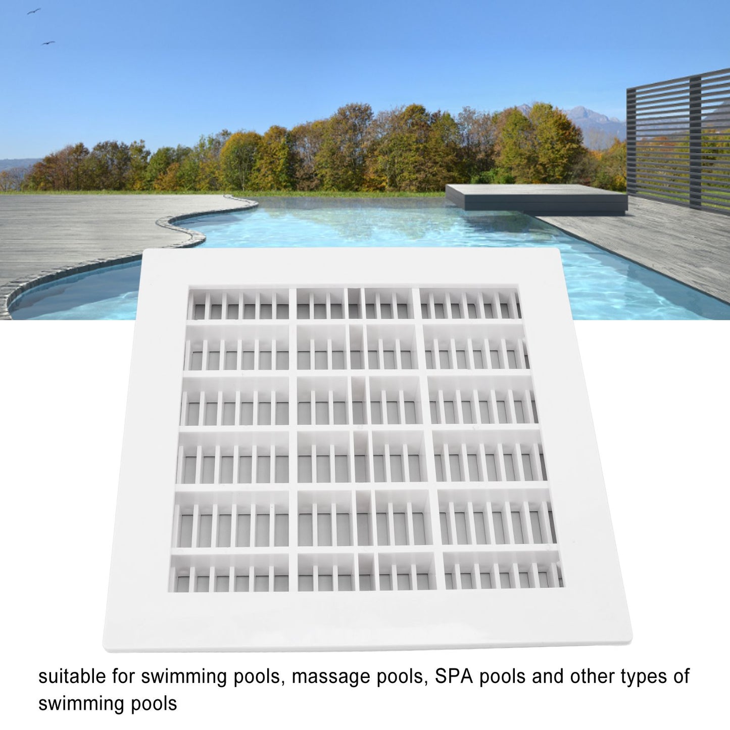 SP-1031 Pool Main Drain 25.3x25.3cm Replacement Pool Square Main Drain for Swimming Pools Massage Pools SPA V1294-YM0523-3111220091711