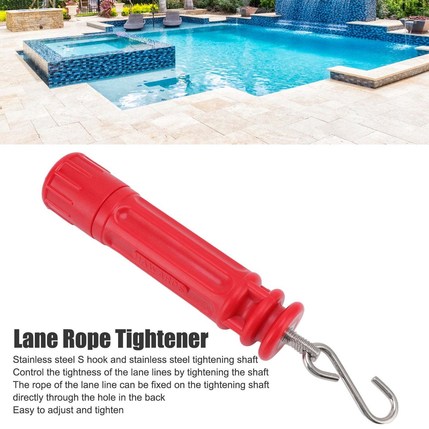 Lane Line Tensioner Scratch Proof Stainless Steel S Hook Lane Rope Tightener for Swimming Pool V1294-YM0523-3111220091811