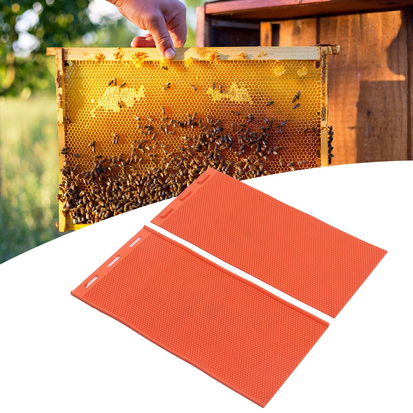 2pcs 5.4mm Beeswax Press Sheet Mould Foundation Foldable Silicone Beeswax Mold for Beekeeping Orange V1294-YM0523-3111220093211