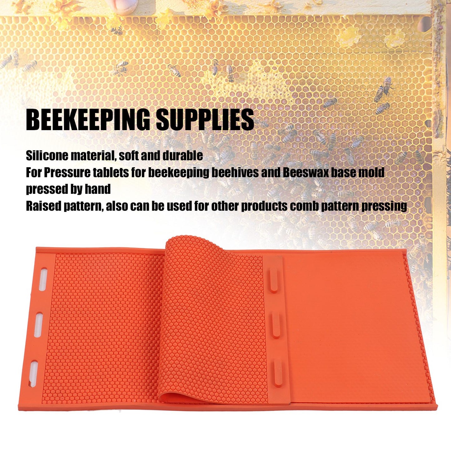 2pcs 5.4mm Beeswax Press Sheet Mould Foundation Foldable Silicone Beeswax Mold for Beekeeping Orange V1294-YM0523-3111220093211