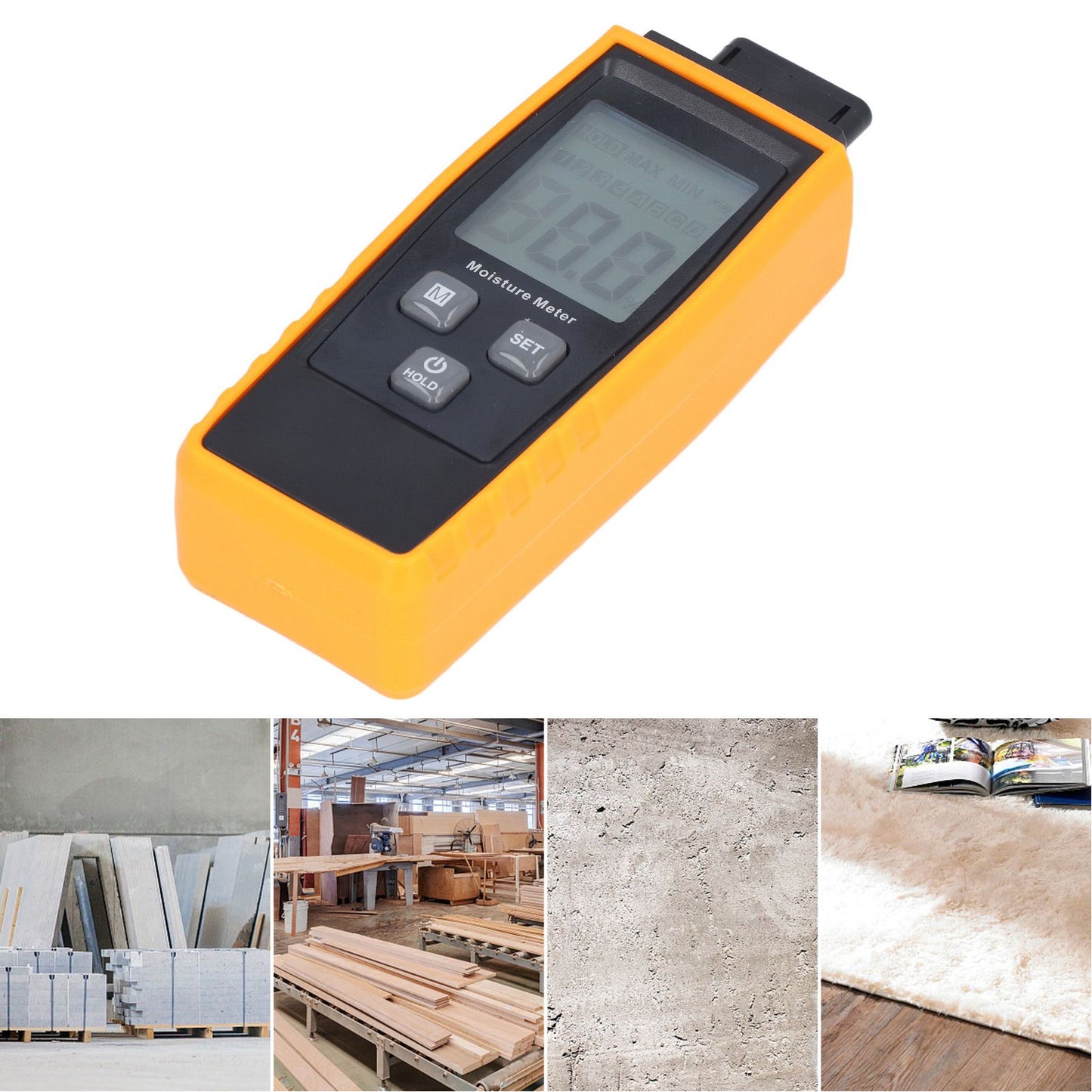 Wood Moisture Meter High Accuracy Easy to Read Portable Digital Moisture Detector for Woodworking Building V1294-YM0523-3111220093811