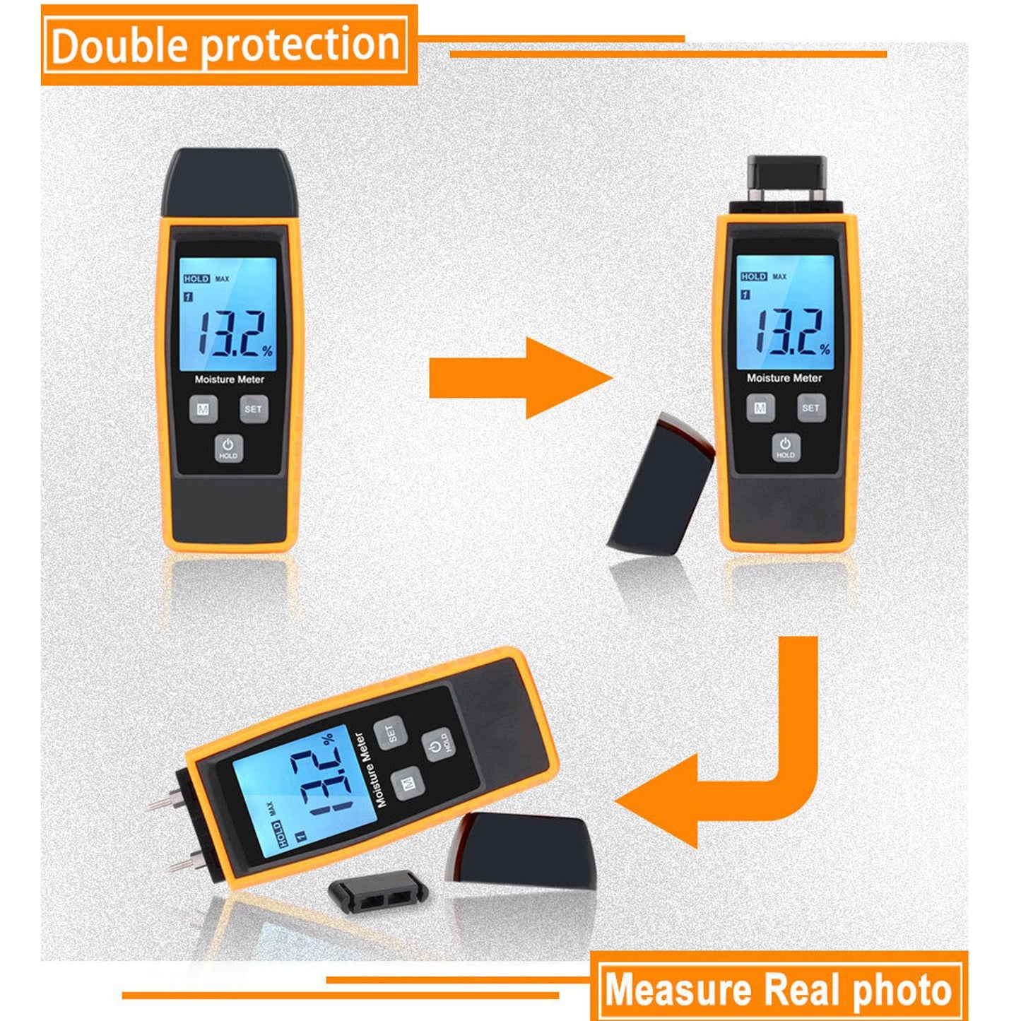 Wood Moisture Meter High Accuracy Easy to Read Portable Digital Moisture Detector for Woodworking Building V1294-YM0523-3111220093811