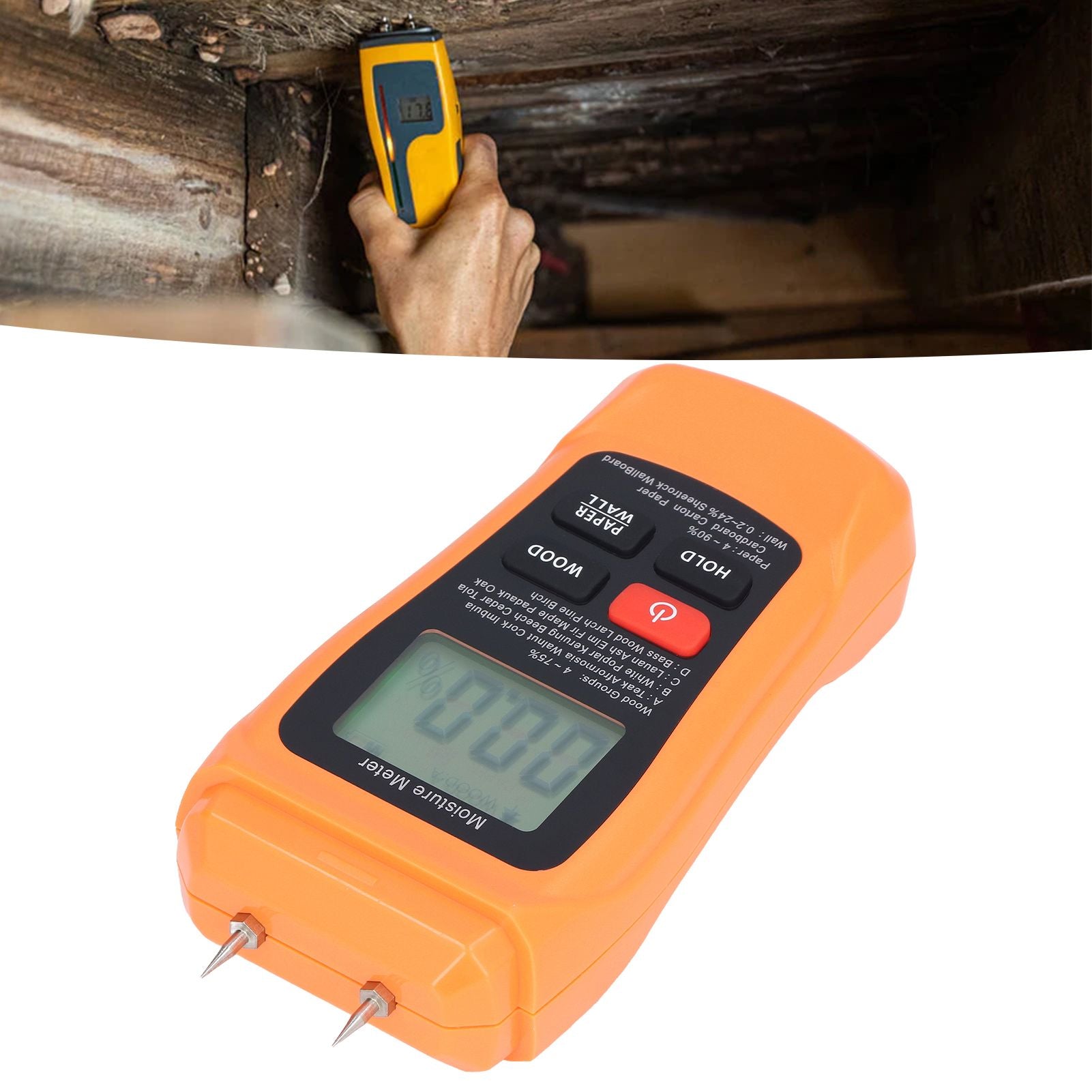 MT18 Digital Moisture Detector Backlit LCD Display Wood Moisture Meter for Wood Building Material Paper Floor V1294-YM0523-3111220094011