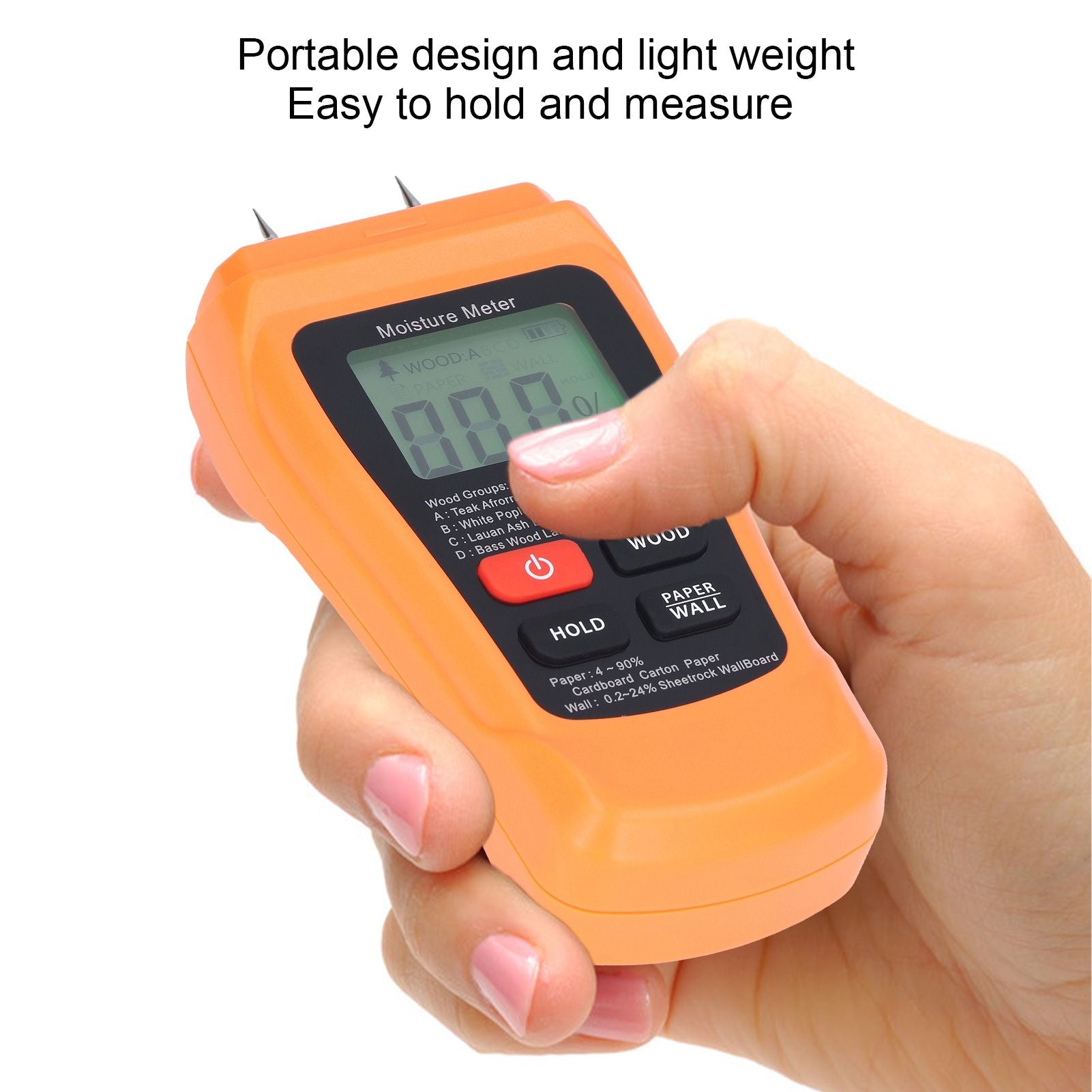 MT18 Digital Moisture Detector Backlit LCD Display Wood Moisture Meter for Wood Building Material Paper Floor V1294-YM0523-3111220094011