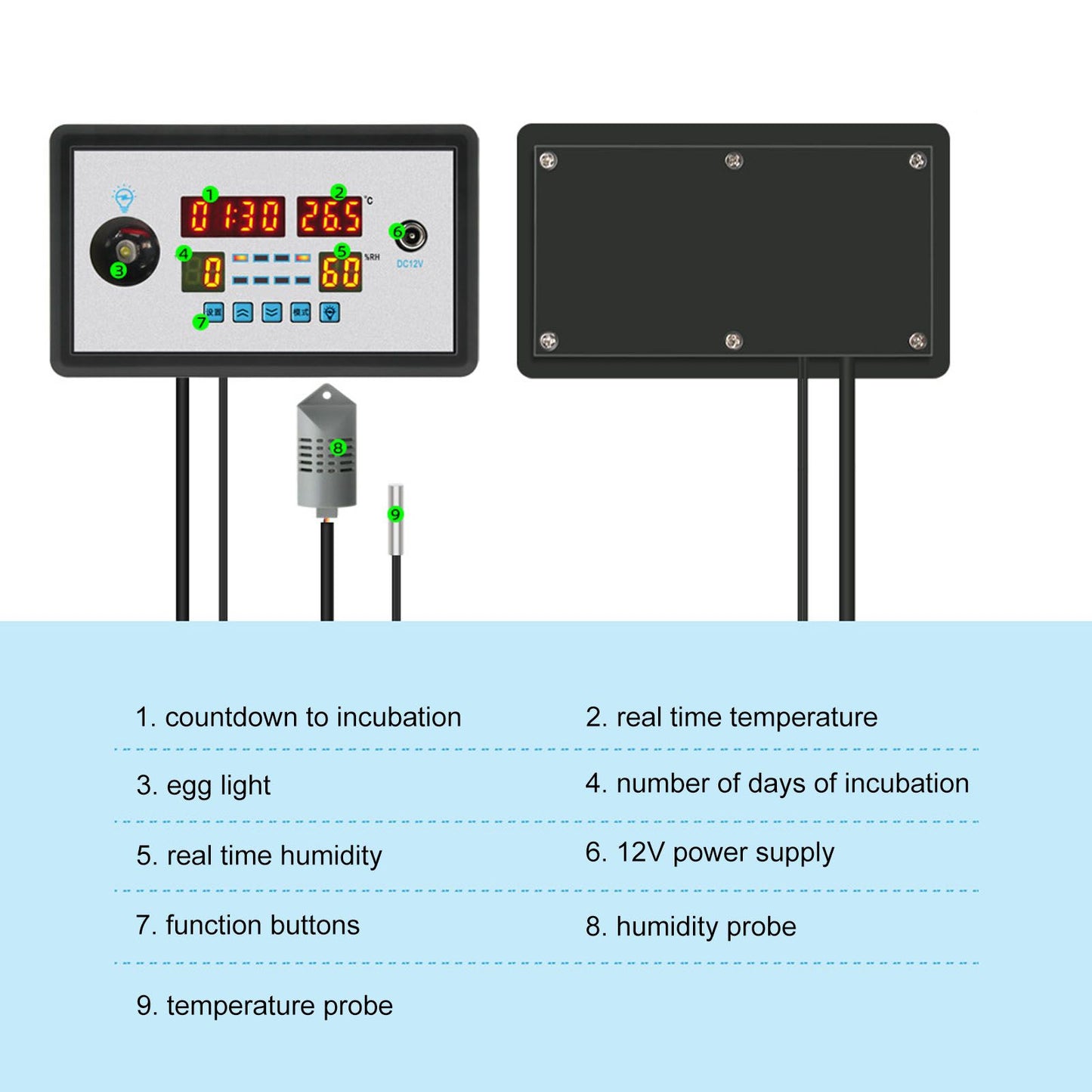Intelligent Incubator Thermostat Automatic Egg Incubator Controller Thermostat for Eggs Duck Eggs Goose Eggs V1294-YM0523-3111220094211