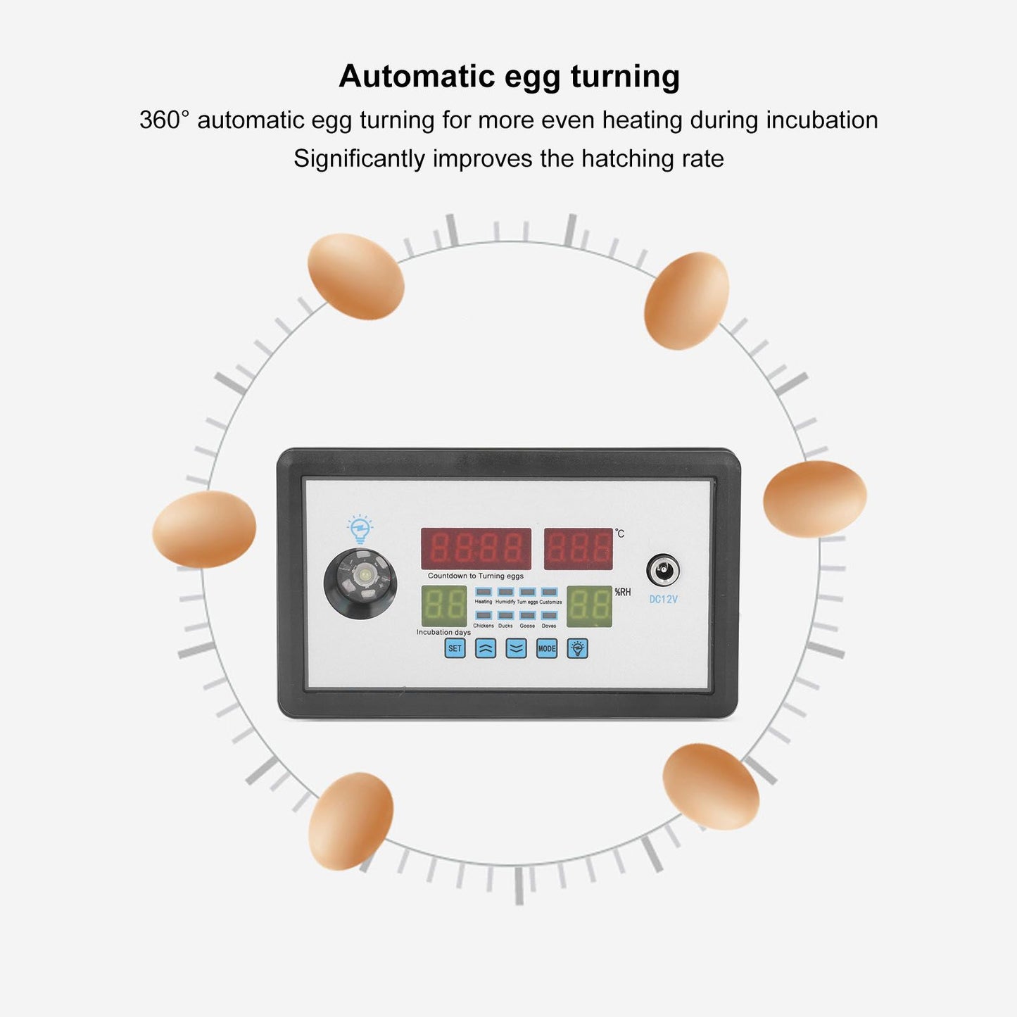 Intelligent Incubator Thermostat Automatic Egg Incubator Controller Thermostat for Eggs Duck Eggs Goose Eggs V1294-YM0523-3111220094211