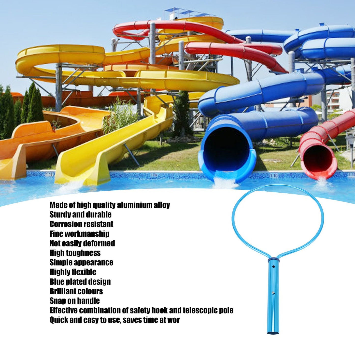 Pool Emergency Hook Round Aluminium Alloy Safety Hook for Swimming Pool Water Park V1294-YM0523-3111220097711