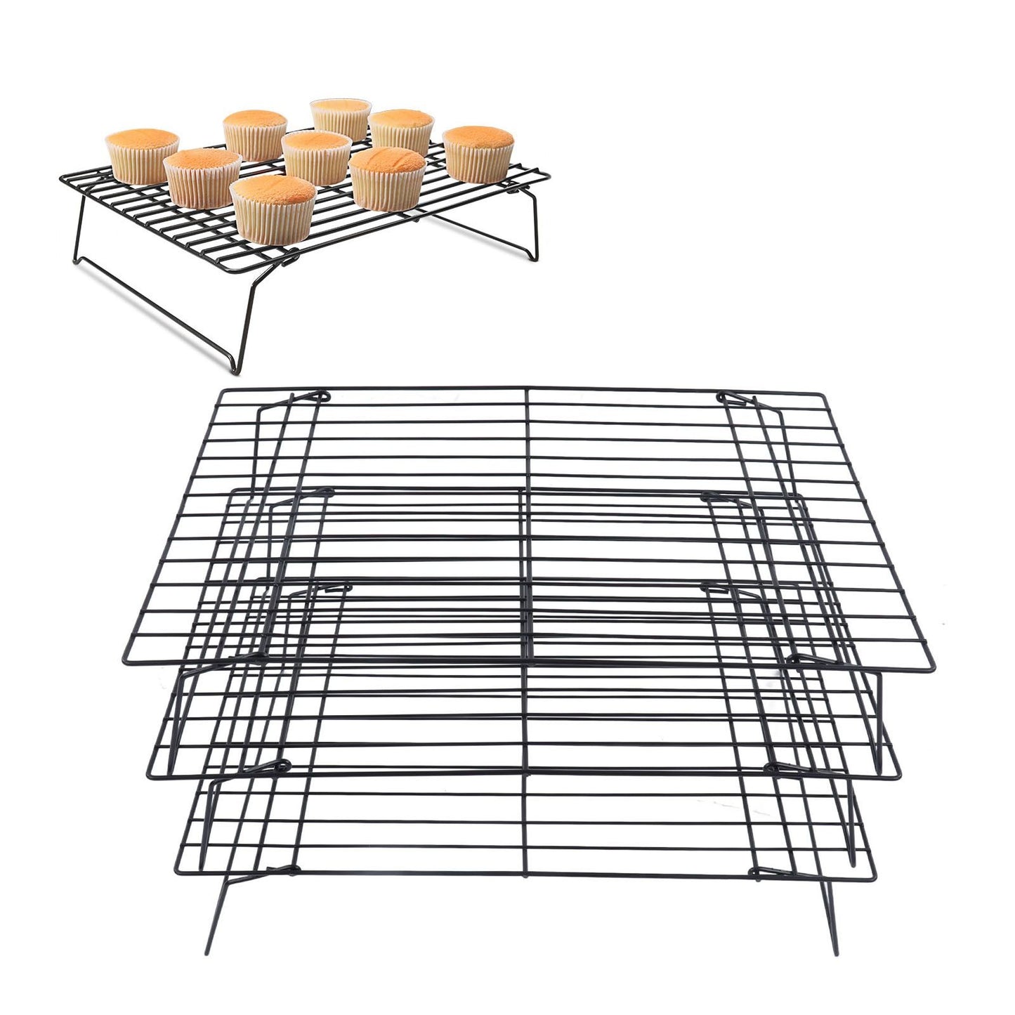 13 Inch Iron Baking Rack 3 Layer Non Stick Cooling Racks for Cooking Baking Cake Biscuits V1294-YM0523-3111220099011
