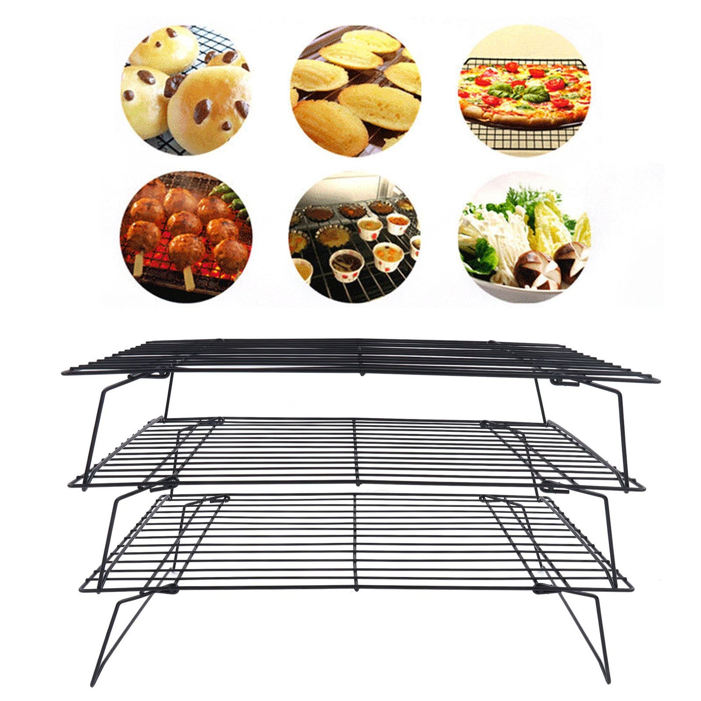 13 Inch Iron Baking Rack 3 Layer Non Stick Cooling Racks for Cooking Baking Cake Biscuits V1294-YM0523-3111220099011