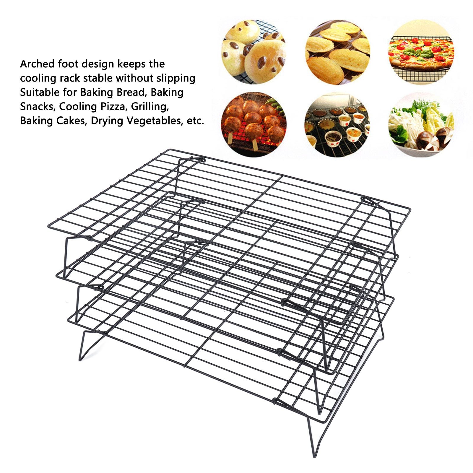 13 Inch Iron Baking Rack 3 Layer Non Stick Cooling Racks for Cooking Baking Cake Biscuits V1294-YM0523-3111220099011
