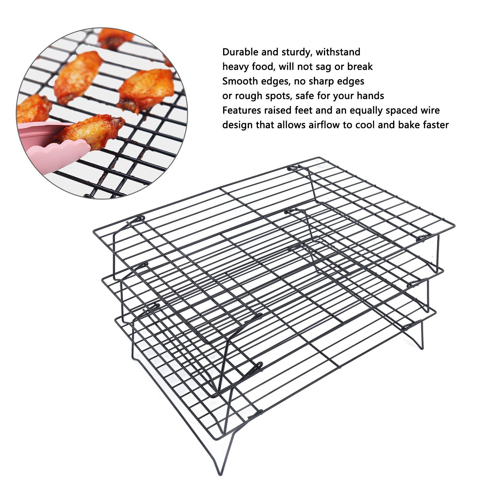 13 Inch Iron Baking Rack 3 Layer Non Stick Cooling Racks for Cooking Baking Cake Biscuits V1294-YM0523-3111220099011