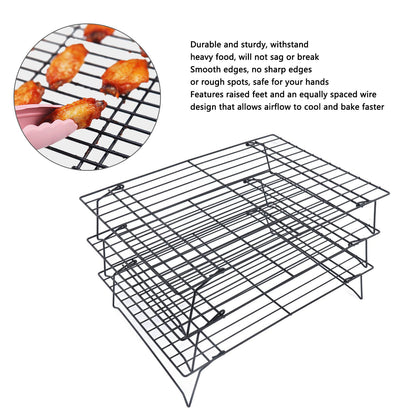 13 Inch Iron Baking Rack 3 Layer Non Stick Cooling Racks for Cooking Baking Cake Biscuits V1294-YM0523-3111220099011