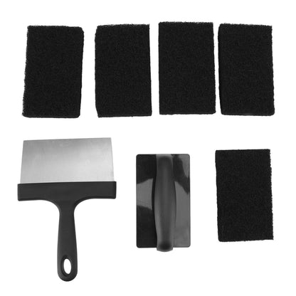 Barbecue Grill Griddle Cleaning Kit BBQ Grill Cleaner Set Includes Stainless Steel Scraper Brush Sponge Blocks V1294-YM0523-3111220100711