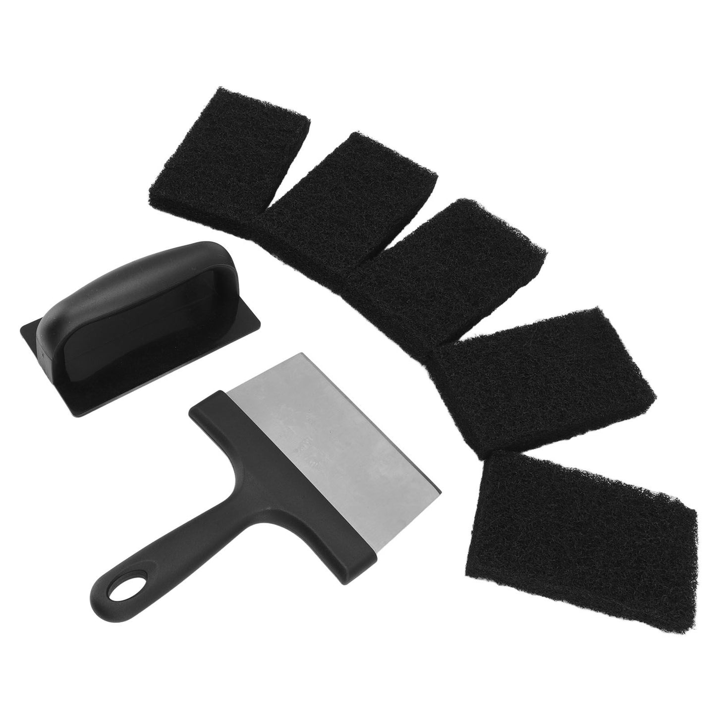 Barbecue Grill Griddle Cleaning Kit BBQ Grill Cleaner Set Includes Stainless Steel Scraper Brush Sponge Blocks V1294-YM0523-3111220100711