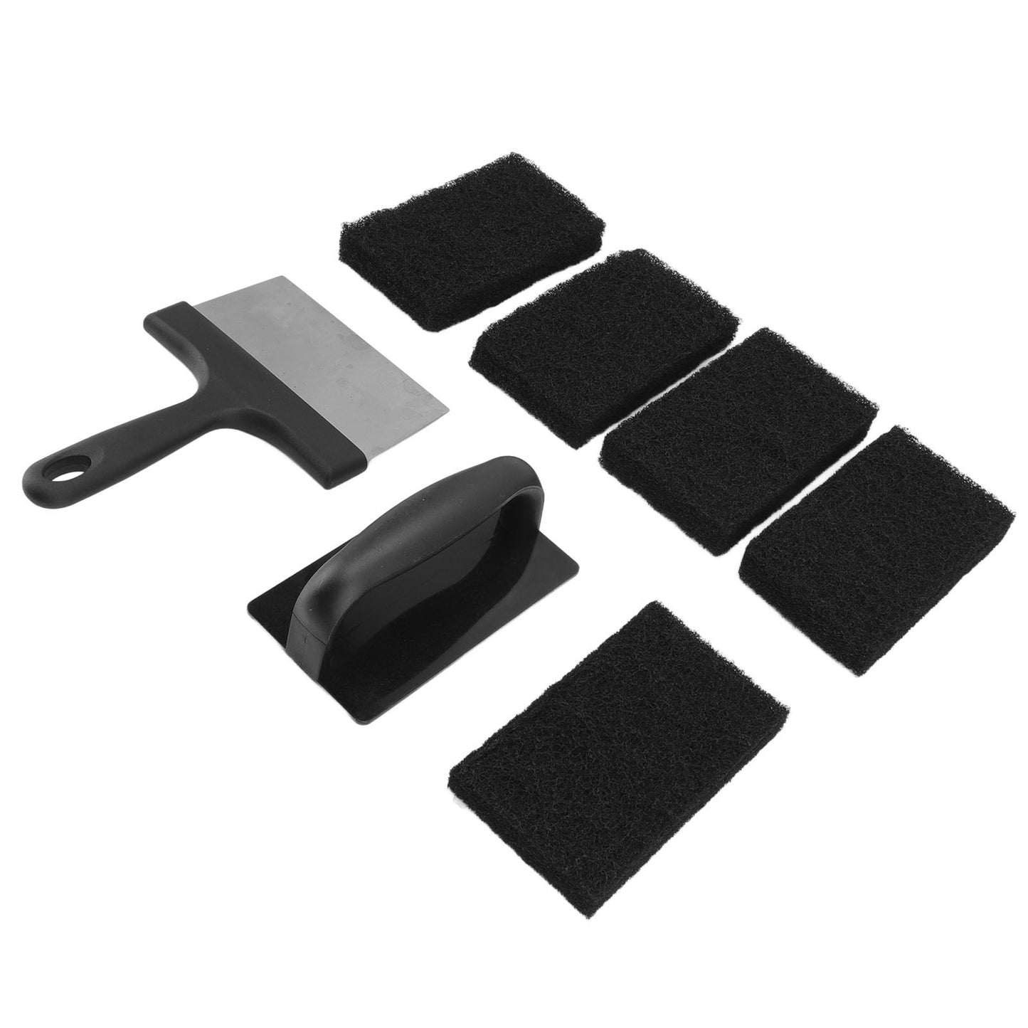 Barbecue Grill Griddle Cleaning Kit BBQ Grill Cleaner Set Includes Stainless Steel Scraper Brush Sponge Blocks V1294-YM0523-3111220100711