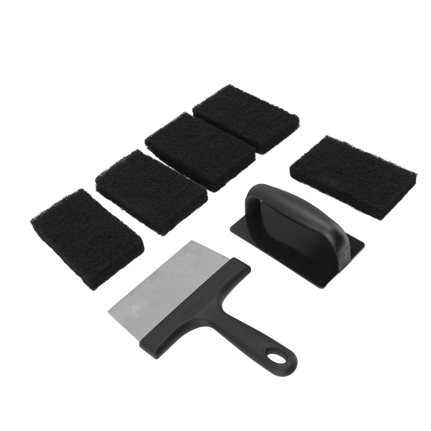 Barbecue Grill Griddle Cleaning Kit BBQ Grill Cleaner Set Includes Stainless Steel Scraper Brush Sponge Blocks V1294-YM0523-3111220100711