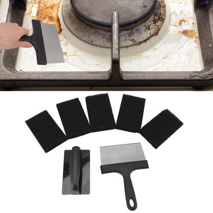 Barbecue Grill Griddle Cleaning Kit BBQ Grill Cleaner Set Includes Stainless Steel Scraper Brush Sponge Blocks V1294-YM0523-3111220100711