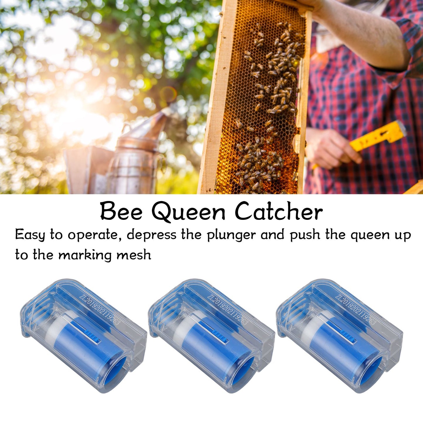 3Pcs Queen Bee Marking Cage Catcher Plastic One Handed Bee Queen Marker Bottle Beekeeping Tools for V1294-YM0523-3111220100811
