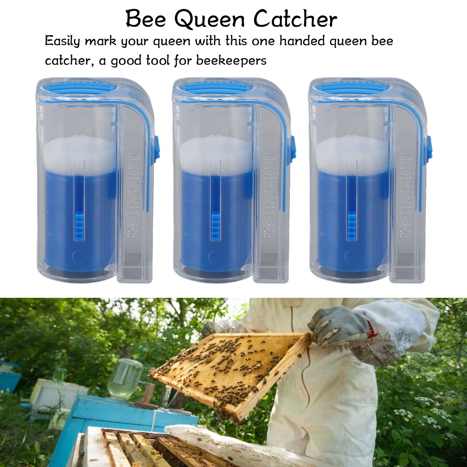 3Pcs Queen Bee Marking Cage Catcher Plastic One Handed Bee Queen Marker Bottle Beekeeping Tools for V1294-YM0523-3111220100811