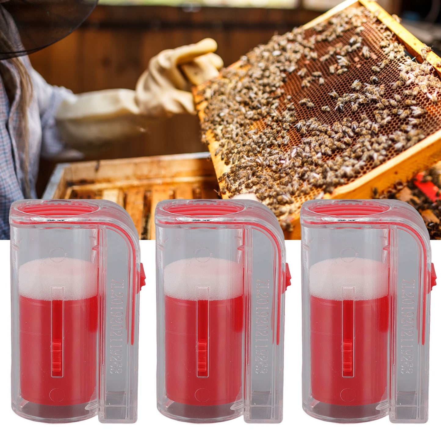 3Pcs Queen Bee Marking Cage Catcher Plastic One Handed Bee Queen Marker Bottle Beekeeping Tools for V1294-YM0523-3111220100812