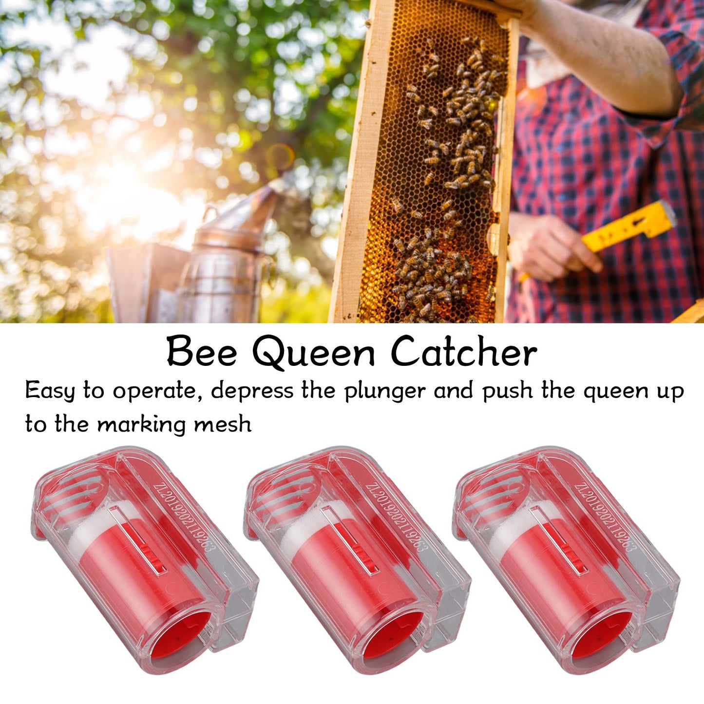 3Pcs Queen Bee Marking Cage Catcher Plastic One Handed Bee Queen Marker Bottle Beekeeping Tools for V1294-YM0523-3111220100812