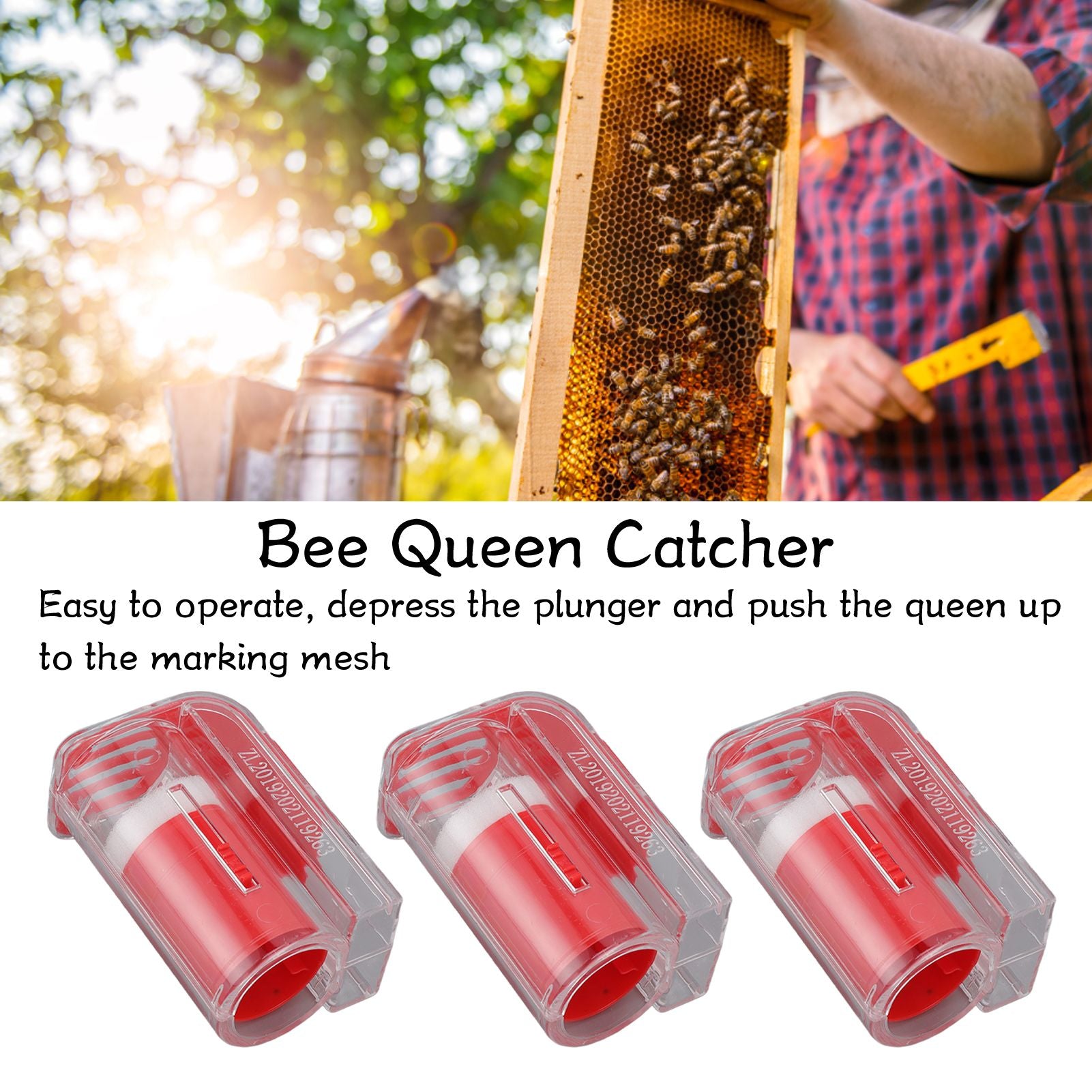 3Pcs Queen Bee Marking Cage Catcher Plastic One Handed Bee Queen Marker Bottle Beekeeping Tools for V1294-YM0523-3111220100812