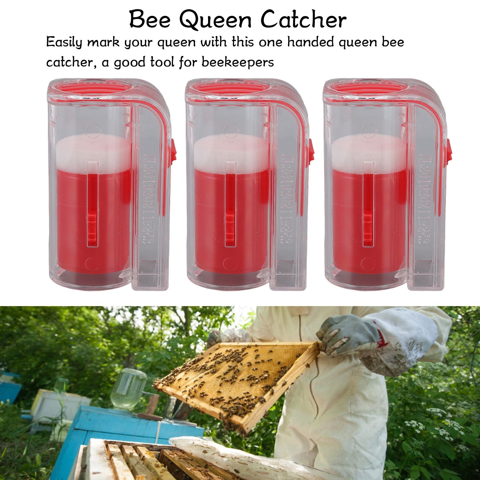 3Pcs Queen Bee Marking Cage Catcher Plastic One Handed Bee Queen Marker Bottle Beekeeping Tools for V1294-YM0523-3111220100812